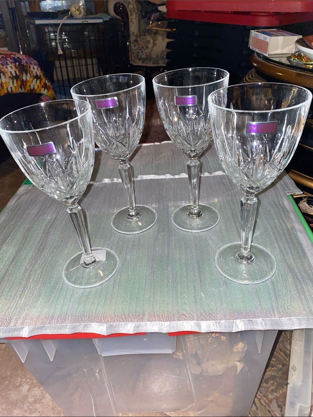 Marquis Waterford Crystal Stemmed Goblet Glasses - Made In Italy (Set of 4)